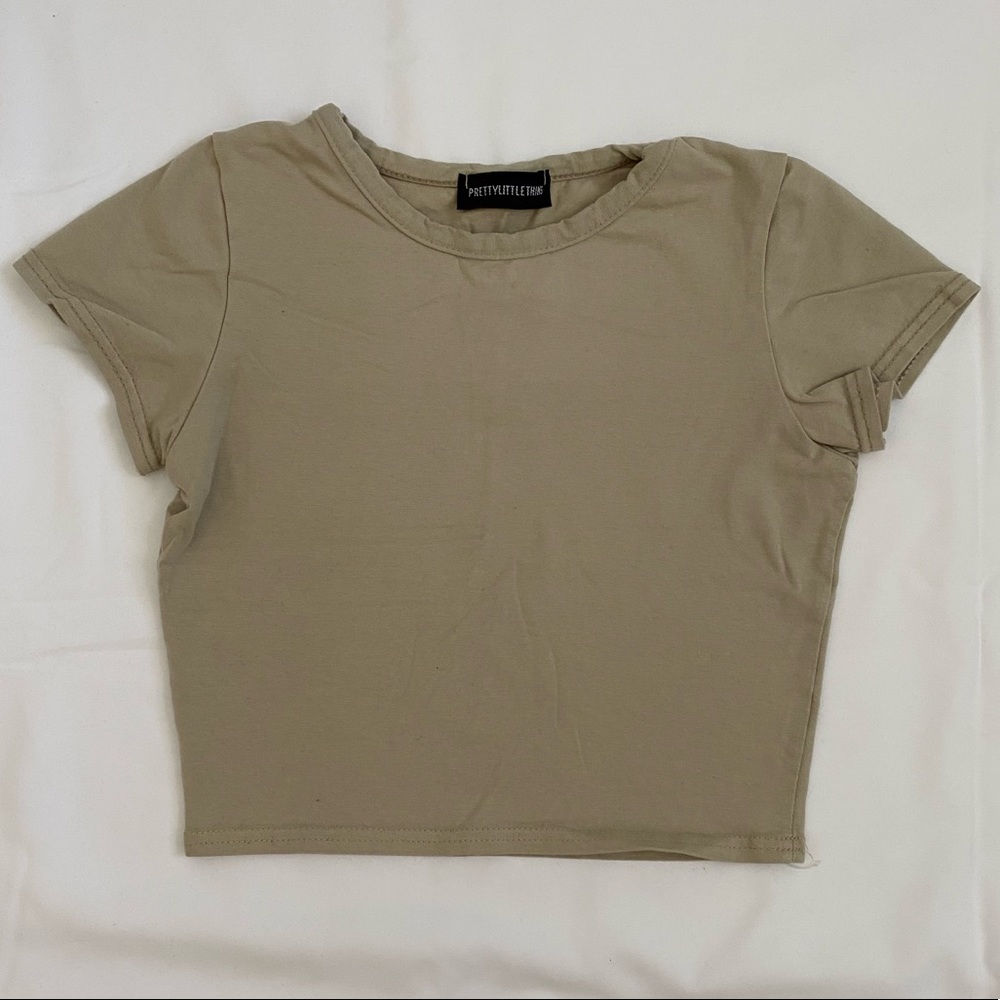 PLT Cropped Beige Tee